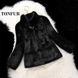 Winter Shinny Decorate Full Pelt Real Rabbit Fur Coat Natural Drop Shipping Jacket Factory Customize Color Big Size WSR194 201103