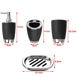 4pcs / set plast badrum kostym bad tillbehör kopp tandborste hållare tvål dispenser flaska tvättrum tillbehör lj201204