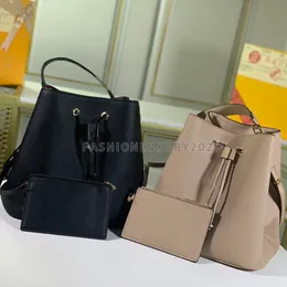 2 färger riktiga läder kvinnor handväskor bucket väska noll plånbok mode crossbody präglade gradient färg socker säckar högkapacitet totes 26cm