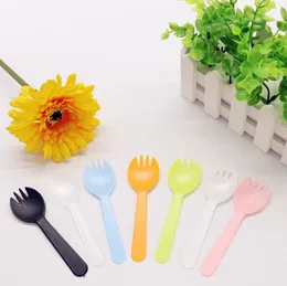 Disposable Flatware Tableware Portable Disposable Fruit Fork Plastic Dessert Party Cake Salad Vegetable Fork Spoon Individual Package