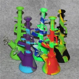 10,6 polegadas Máquina de silicone Máquina de água AK47 Cachimes de água de água inquebrável Bongo de silicone com tigela de 14mm fumando tubos de tabaco