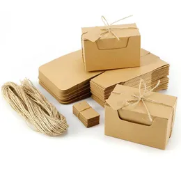 Confezione regalo 50x rettangolo rustico quadrato Kraft bomboniera bomboniera Kraftpaper1