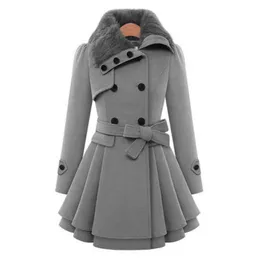 Fur Trim Belted Coat Trench Coat With Turn Down Collar And Long Sleeves Double Breasted Thick Plus Size Fashion Outwear LJ201128 From Kong04 26.22 DHgate.Com
