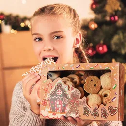 クリスマスの装飾24ピースクラフト紙クッキーギフトボックスをクリアウィンドウ18 * 12 * 4年※4年* 4年ぶりクッキー治療