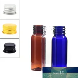 20 ml tomma plastflaskor, klar / amber PET-flaska med fodrad aluminium silver / guldlock x 10