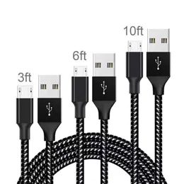 Typ C Kabel för S20 S8 Unbroken Metal Connector Fabric Nylon Braid Micro USB Cable Lead Charger Cord Micro / Typ C för Samsung S20