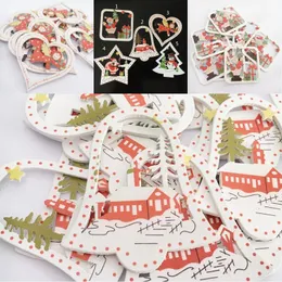 Woodiness Árvore de Natal Decorações Pingente 2020 Amor Heart Cinco Pontilhas Star Square Ornamentos Ao Ar Livre Baubles Hangings 4 5XP G2