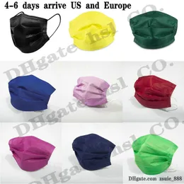 15 Färger Ansiktsmask 50pcs Retail Package Black 3 Lager Non-woven Engångsmask Skyddande Ansiktssköld Vuxen Kids Partihandel på lager