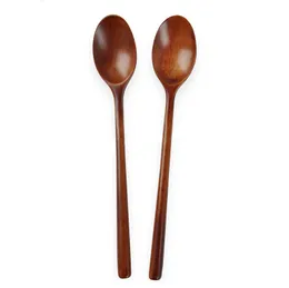 23.5cm Wooden Spoons Wood Milk Honey Soup Spoons Eating Mixing Stirring Long Handle Spoon Home Kitchen Coffee Scoop Teaspoon DBC BH4568