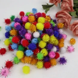 Assorted Multicolor Pompoms Glitter Pom Poms Balls for DIY Art Creative Crafts Decorations Various Sizes Select