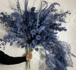 Imitation dekorativa blommor blå är en slags falsk blomma grå haze rosion peony tyg gård silke bröllop dekoration material
