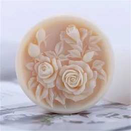 Silikonform 3d rundform Relief Rose Flower Pattern Soap Mold DIY Nordic Articraft Silica Gel Arom Stone Mold T200703