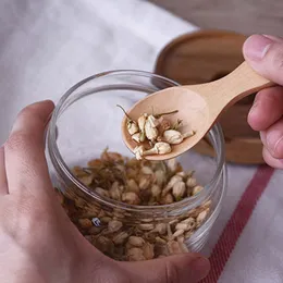 Mini Träsked Kök Spice Sked Trä Socker Tea Kaffe Scoop Små Short Connt Spoons Utensils Matlagningsverktyg H Jldec