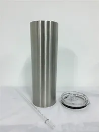 Oem 30oz silver sublimering mager vatten tumblers dubbel vägg rakt kaffe rånar vakuumisolerad termos dricksvatten tumbler