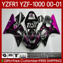 Kit carrozzeria per YAMAHA YZF-1000 YZF-R1 YZF1000 YZFR1 00 01 02 03 Corpo 83No.175 YZF Pink Flames R1 1000CC 2000-2003 YZF 1000 CC R 1 2000 2001 2002 2003 Carenatura moto