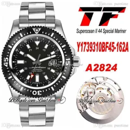 TF Supercean II 44 Specjalny Mariner ETA A2824 Automatyczny Zegarek Mężczyzna Y1739310BF45-162A Black Dial Stick Bransoletka Super Edition Puretime A01B2