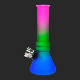 Toppuff Mini Rainbow Glass Water Bong Rury z Metal Bowl Pyrex Gruby Szkło Palenie Pipe Wody Oil Rig Narzędzia Accessoires