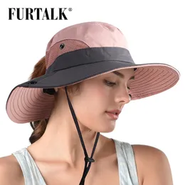 Furtalk Safari Chapéus para Mulheres Verão Sol Brim Ganga UV UV UPF Caçador de Caça Ao Ar Livre Pesca Hizing Hat Sh053 Y200714