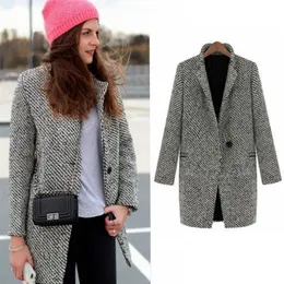 LGUC.H Kvinnor Autumn Coat Tweed Coats and Jackets Women Windbreaker Fall Long Blazers For Women Spring Grey Manteau Femme 201027