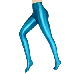 Lunamy Satin Glossy Pantyhose High Elasticity Stockings Women Sport Fitness Yoga Pants Opaque Shiny Sexy Japanese Tights H1221