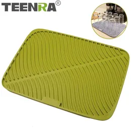 Teenra Grande Silicone Secador Esteira Prato De Secagem Placemat Mesa antiderrapante Placemat Silicone Counter Coaster Coaster Coaster Ferramentas Y200328