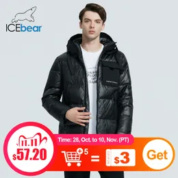 ICEbear giacca casual con cappuccio da uomo di alta qualità nuovo inverno cappotto di cotone di media lunghezza abbigliamento da uomo di marca MWD20923I 201104