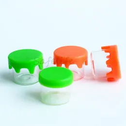 Konzentratbehälter mit Silikonflächenglas tropfende Deckelglasflaschen Raucherzubehör für Öle Wachsbehälter