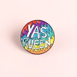 YES QUEEN Enamel Custom Rainbow Round Brooches Backpack Clothes Lapel Fun Badge Gift Kids Friends