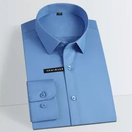 Men's Comfortable - Soft & Smooth Bamboo-fiber Dress Shirts Pocketless Long Sleeve Standard-fit Classic Office Easy-care Shirt 220216