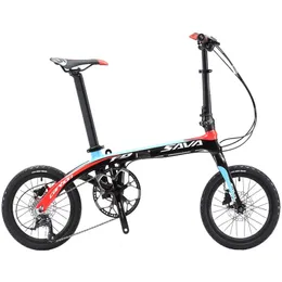 SAVA Z2 Carbon fiber Folding bike, 16" inch Foldable bicycle with Shimano R3000 9 Speed System Disc Brake Lightweight