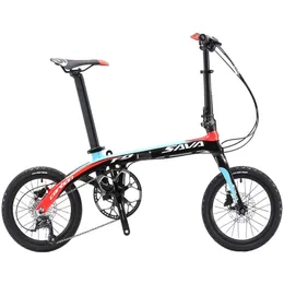 Sava Z2 Carbon Fiber Folding Bike, 16 tums vikbar cykel med Shimano R3000 9 Speed ​​System Disc Broms Lättvikt