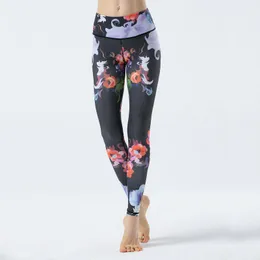 Yoga Outfits Blossoms Tight Sexy Women Flower Printed Pants High Waist Stretchy Compression Sport Tights Sportswear Leggings