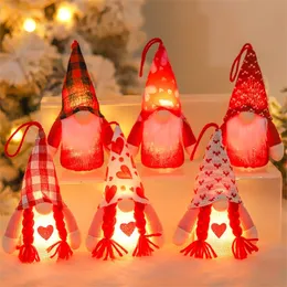 Party Supplies Valentines Day Boy and Girl Couple Doll LED Luminous Forest Old Man Faceless Doll Pendant home Decoration by sea T9I001716