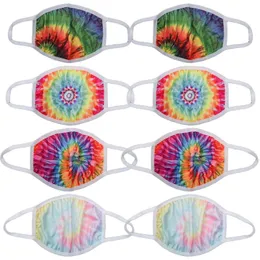 Designer 3D-Tie-Dye-Gesichtsmaske Erwachsene und Kindgröße Staubdichtes Smog-Andruck-Eis-Silk Gewebe Waschbar Wiederverwendbare Weihnachtsgesichtsmasken