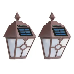 2 PC LED Vintage Hexagonal Wall Light Outdoor Wodoodporna Słoneczna Lampa Ścienna Aktywowany ruch Ogród Patio Lampy Yard Ciepłe światło