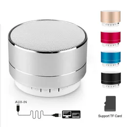 Mini alto-falante portátil Bluetooth A10 alto-falantes sem fio Handsfree HD Sound com slot para cartão FM TF LED player de áudio para viagens domésticas MP3 Tablet PC na caixa