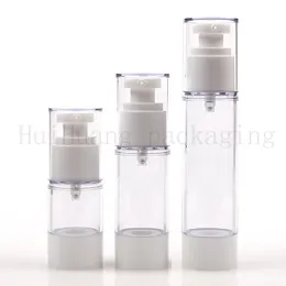 20pcs /ロット15ml 30ml 50mlクリア空エアレスローションクリームポンプボトル容器眼用サンプルスキンケア化粧品錫