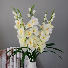 10Pc Artificial Silk Gladiolus Flowers Real Touch Orchid Fake Flower for Wedding Party Home Festival Decoration Table Arrangement