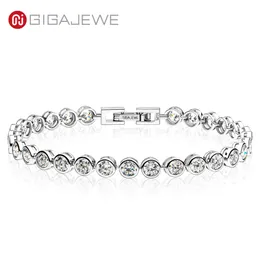 GIGAJEWE Moissanite Link Chain 7.2-9.3ct 4.0mm 24-31Pcs D Color Round Cut White Gold Plated 925 Silve Bubble Bracelet Woman Girlfriend Giftt GMSB-004