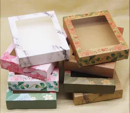 包装箱カラー印刷ギフト包装箱紙紙ユニバーサル包装箱ポリ塩化ビニール窓ホワイトクラフトペーパーボックス様々なパターンSN2270