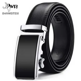 [DWTS] Homens Cinto Masculino Cinto De Couro Genuíno Homens Correias Correias Para Homens Fivela Automática Black Homens Cintos CummerBunds Cinturon Hombre 220104