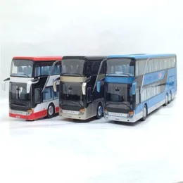 1:32 Double Deck Bus Alloy Sound And Light Return Car Model Children's Toys With Lights Free Shipping Christmas New Gift LJ200930