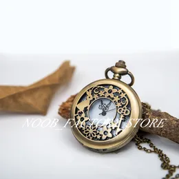 New Quartz large lock flower rabbit pocket watch necklace retro jewelry wholesale sweater lady chain fashion fashion watch