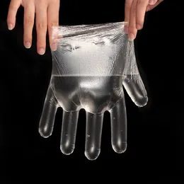 100 sztuk/worek polietylen PE jednorazowe przezroczyste rękawiczki Food Grade plastikowe rękawiczki Catering Beauty zagęszczony jednorazowe rękawiczki CFYL0061