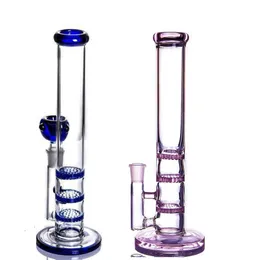 hookahs Glass Bong Water Pipe Triple Disk Honeycomb perc dab bubbler 11inches