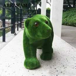 39cm Large Flower Bear Artificial Moss Flocking Animals Green Grass Fake Animal Crafts Christmas Moose For Home Party Decoration 201128