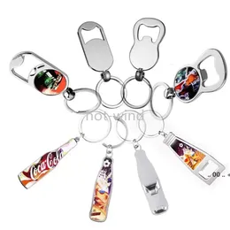 NEW!!! Sublimation Blank Bottle Opener Favor Metal Oval-shaped Keychain DIY Drink Bottle Shape Corkscrew Festival Party Supplies EE