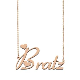 Bratz anpassad namn halsband personlig hänge för män pojkar födelsedagspresent bästa vänner smycken 18k guld pläterad rostfritt stål hänge