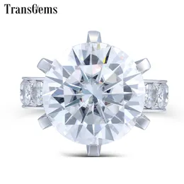 TransGems 10 Carat Lab Grown Moissanite Diamond Ring 14K White Gold Fashion Jewelry Rings for Woman Wedding Engagement Jewellery Y200620