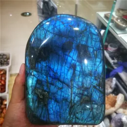 500-1500g Naturalny Kryształ Moonstone Raw Gemstone Ornament Polerowany Kwarcowy Labradorite Rękodzieło Dekorowanie Stone Healing 201125